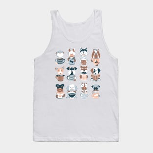 Doggie Coffee and Tea Time 2 // navy blue background Tank Top